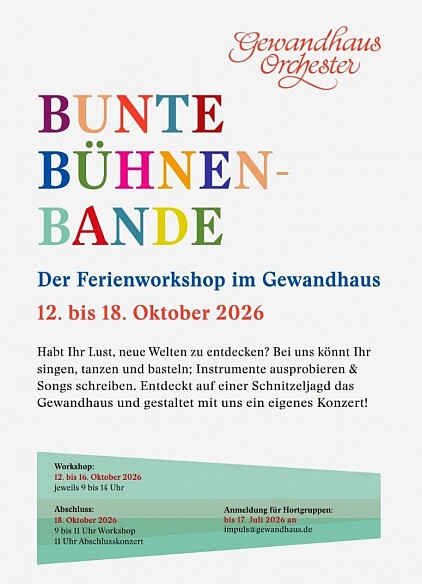 Bunte B&uuml;hnenbande im Gewandhaus zu Leipzig mit einer Ferienaktion von Tanzfreiraus